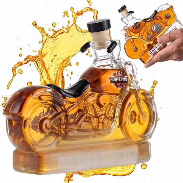 350 ml karafa na whisky ve tvaru motocyklu z ručně foukaného skla