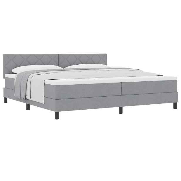 vidaXL Postel s boxspringem s čelo Světle šedá 200 x 200 cm textil