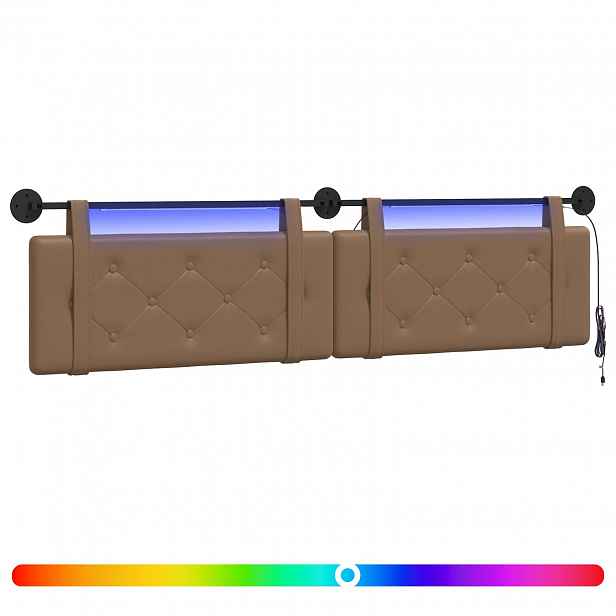 vidaXL Závěsné čelo postele S LED osvětlením Cappuccino Umělá kůže