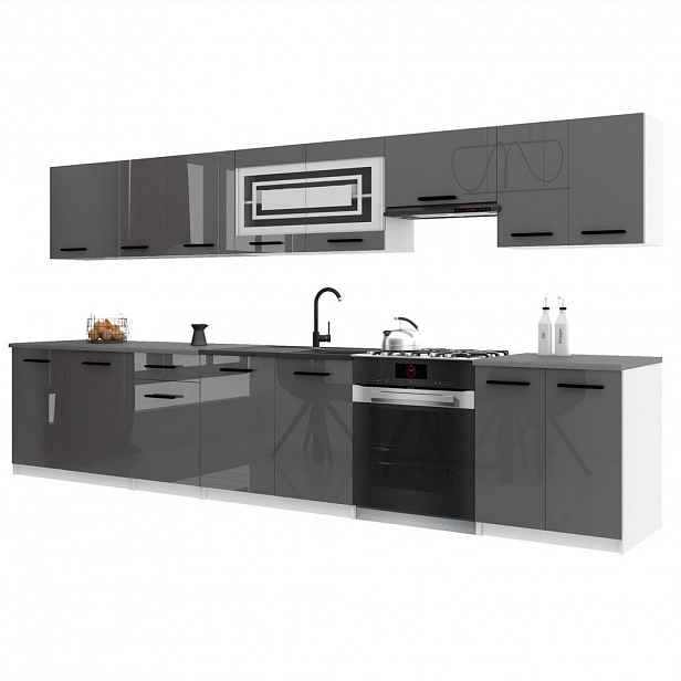 B BELINI GROUP KUCHYŇSKÁ LINKA Italia 3 320 cm, s pracovními deskami, Šedá lesklá