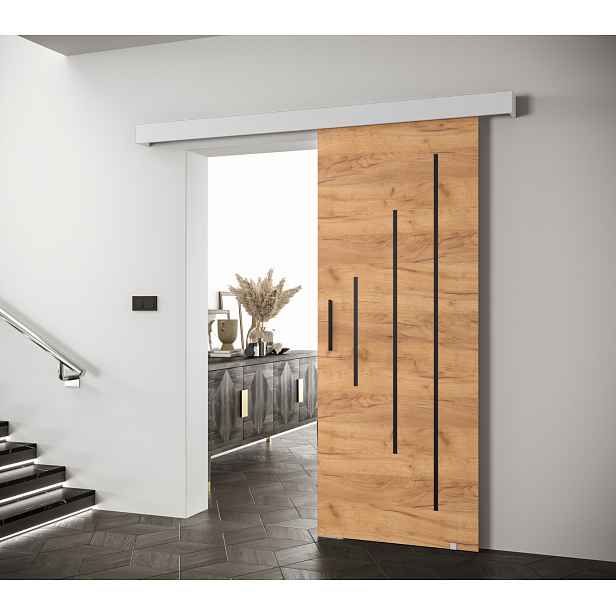Posuvné dveře s černým úchytem SALOME 11 - 80 cm, dub craft zlatý / bílé