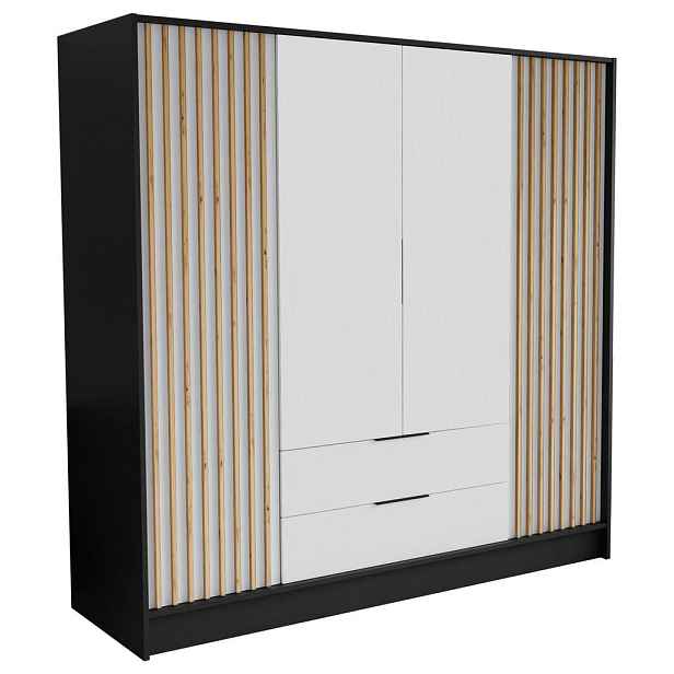 MASSENO ŠATNÍ SKŘÍŇ S OTOČNÝMI DVEŘMI PELOR, 200/200/51 cm moderní 4dveřová, černá