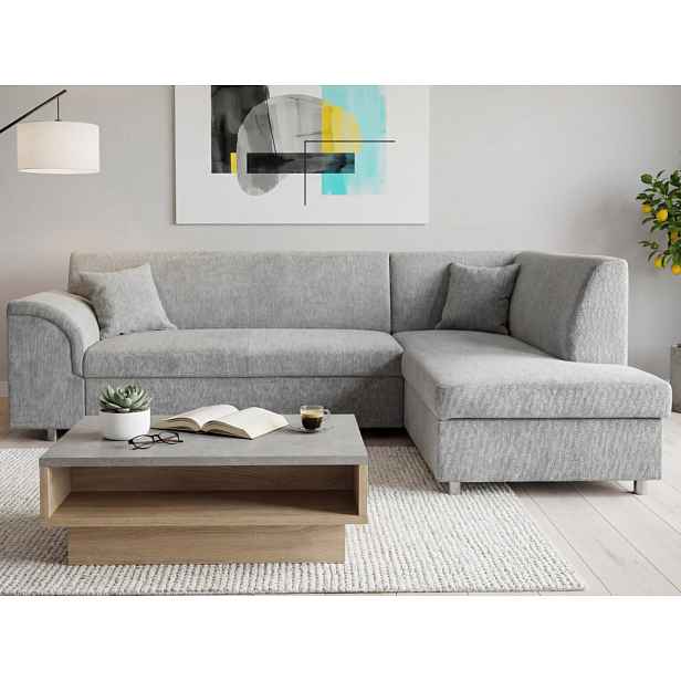 Rohová sedací souprava Bernett, holubí šedá látka, pravý roh