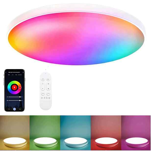 Lampa Stropní Svítidlo Led Rgb Bílá Cct 2700K-6500K Wifi Tuya Dálkový Ovladač Rf Aplikace