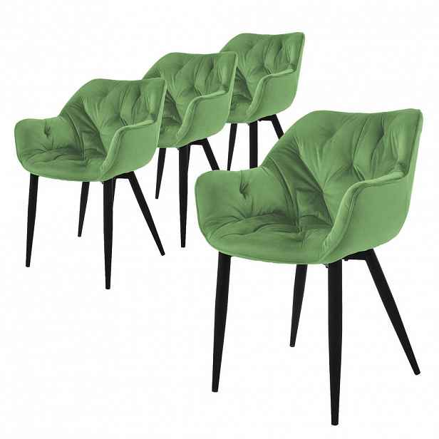 ML-DESIGN JÍDELNÍ ŽIDLE, sada 4 ks, šalvějový samet