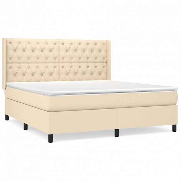 vidaXL Box spring postel s matrací krémová 160x200 cm textil