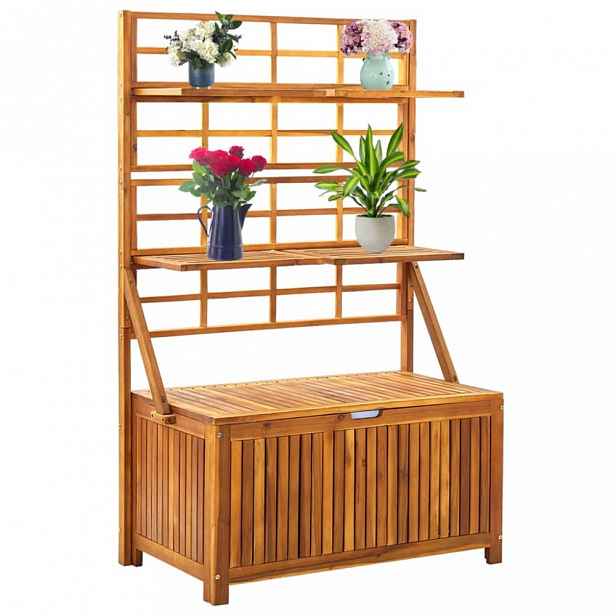 Zahradní truhlík s treláží 70x30x135 cm dřevo Dekorhome Hnědá