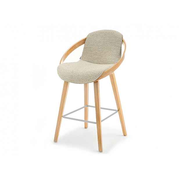 Designová barová židle HODA - dub / béžová