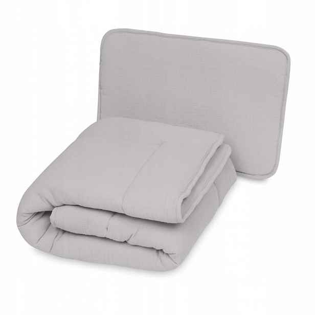 Kojenecká přikrývka 100x135 Polštář 40x60 Muslin Popiel
