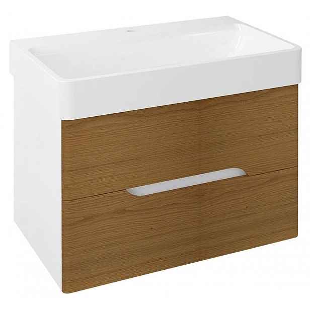 Sapho Mediena - Umyvadlová skříňka 77x51x49 cm, bílá mat/dub natural MD082