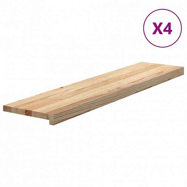 vidaXL Nášlapy na schody 4 ks neošetřené 110x25x2 cm masivní dub