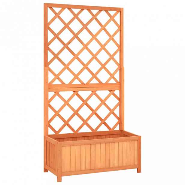 Zahradní truhlík s treláží 70x30x135 cm dřevo Dekorhome Hnědá