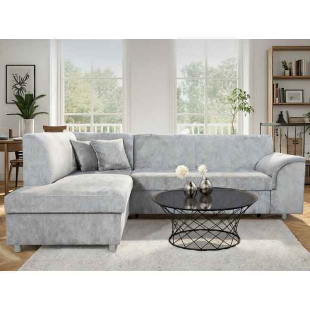 Rohová sedací souprava Bernett, holubí šedá látka, levý roh