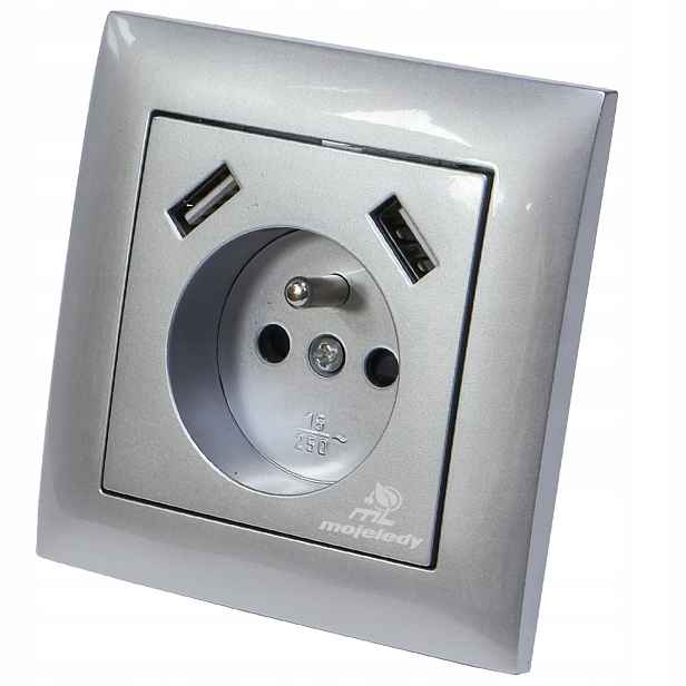 Sentia Jednotlivá zásuvka 16A Usb 2x2,1A 5VD rámeček