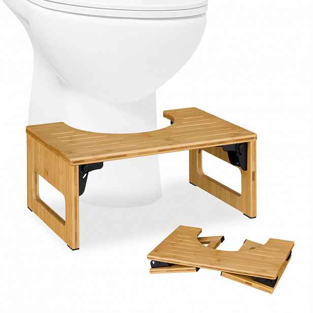 Relaxdays STOLIČKA přírodní bambus skládací 43 cm