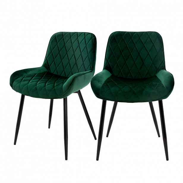 ML-DESIGN JÍDELNÍ ŽIDLE, SADA 2 KS, tmavě zelený samet