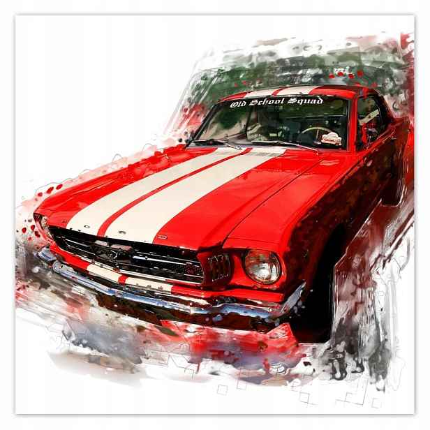 Plakáty 140x140 Červený Ford Mustang
