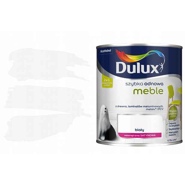Dulux barva na nábytek z Pvc a kovu Rychlá obnova Nábytku Bílá 0,75L