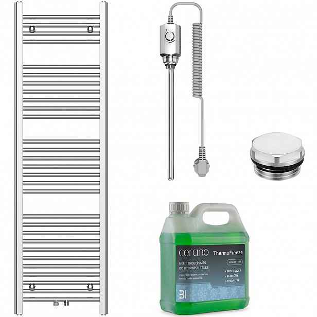 Koupelnový elektrický radiátorový set Benito - 600W - chrom - 1500x450 mm