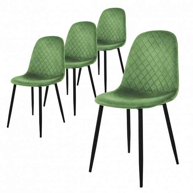 ML-DESIGN JÍDELNÍ ŽIDLE, sada 4 ks, šalvějový samet