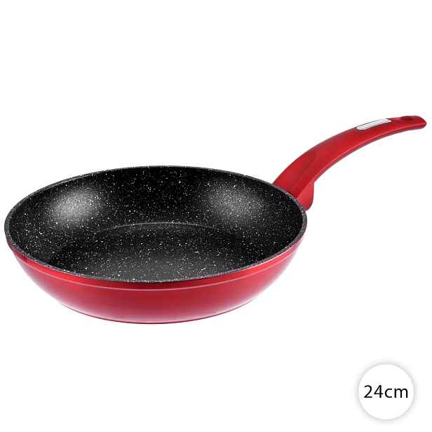 Pánev 24cm na indukci nepřilnavá, granit Metal Red, Perfect Home 10403