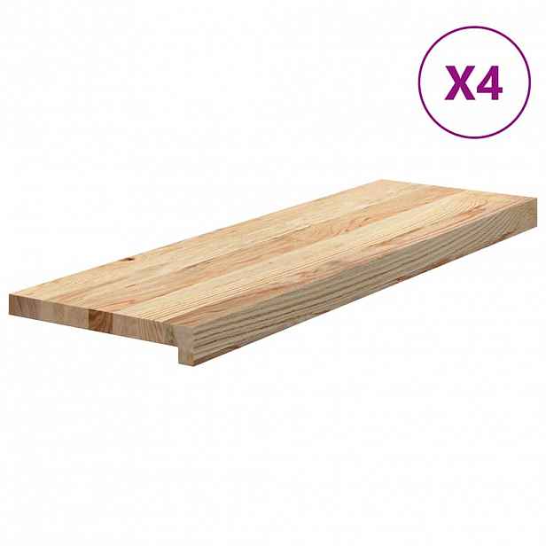 vidaXL Nášlapy na schody 4 ks neošetřené 80x30x2 cm masivní dub