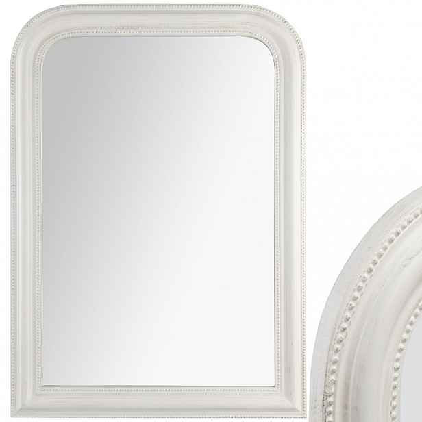 Zrcadlo Nástěnné 103 x 74 cm v Bílém Dekorativním rámu, elegantní Glamour