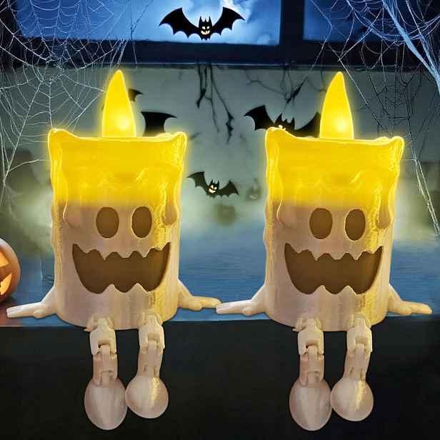 Led Svíčky Halloween 2KS Dýchající Duch Bezplamenové Na Baterie Dekorace Na Stůl