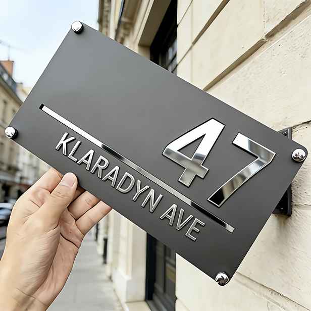 TEMU Personalizovaná laserem gravírovaná akrylová cedule s číslem domu – Přizpůsobitelná s vaším jménem a adresou, vhodná do interiéru, venkovních ,
