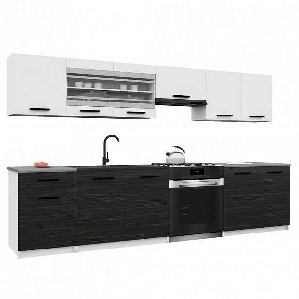 B BELINI GROUP KUCHYŇSKÁ LINKA Italia 4 260 cm, s pracovními deskami, Bílo-ebenová