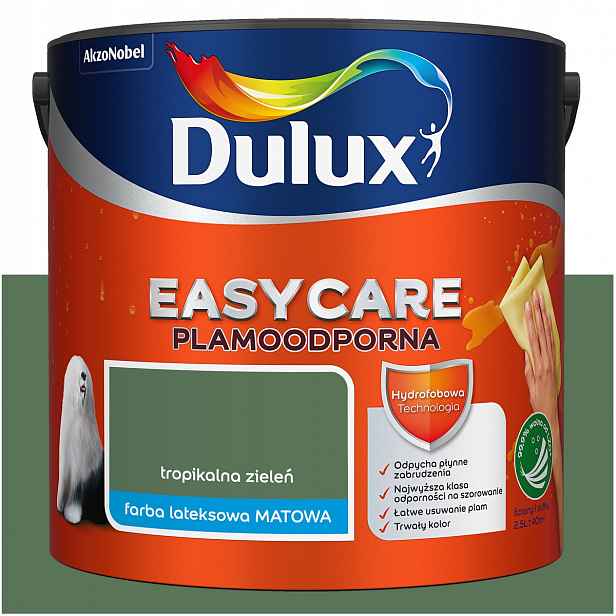 Barva na stěny stropů odolná proti skvrnám Dulux Easycare Tropická Zeleň 2,5L