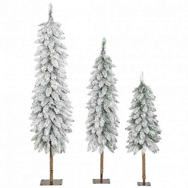 HOMCOM SADA 3 UMĚLÝCH VÁNOČNÍCH STROMKŮ se sněhem 90/120/150 cm s kovovým stojanem