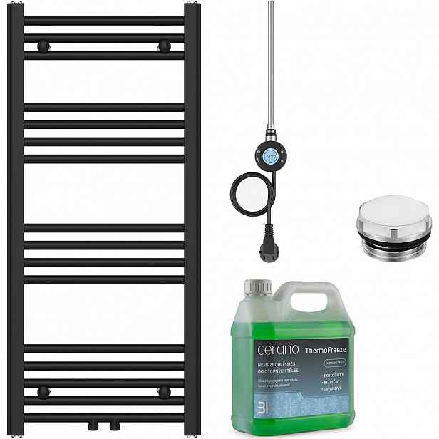 Koupelnový elektrický radiátorový set Benito - WIFI - 300W - černá matná - 1000x450 mm