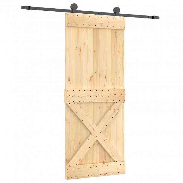 vidaXL Posuvné dveře Přirozená a černá 85 x 210 cm