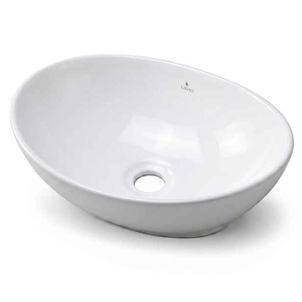 Ak furniture Keramické umyvadlo na desku OVALIS 41 cm lesklé bílé