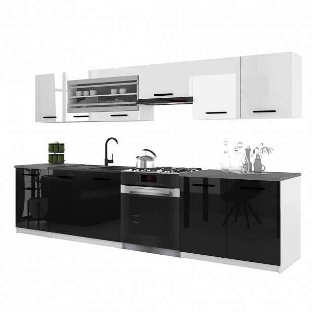 B BELINI GROUP KUCHYŇSKÁ LINKA Italia 4 260 cm, s pracovními deskami, Bílo-černá