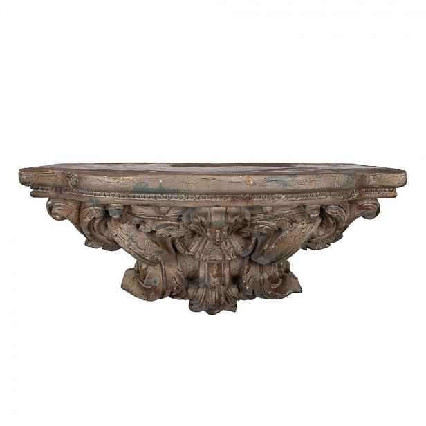 Hnědá nástěnná dekorační police s ornamenty Solangée - 60*23*30 cm Clayre & Eef