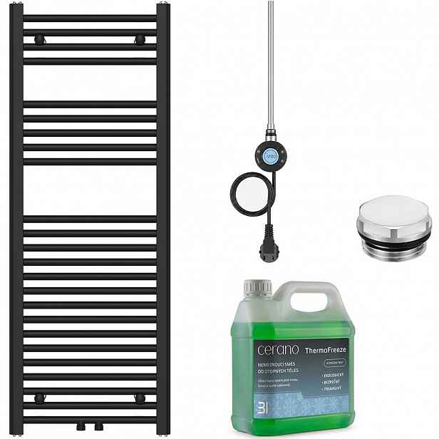 Koupelnový elektrický radiátorový set Benito - WIFI - 300W - černá matná - 1200x450 mm