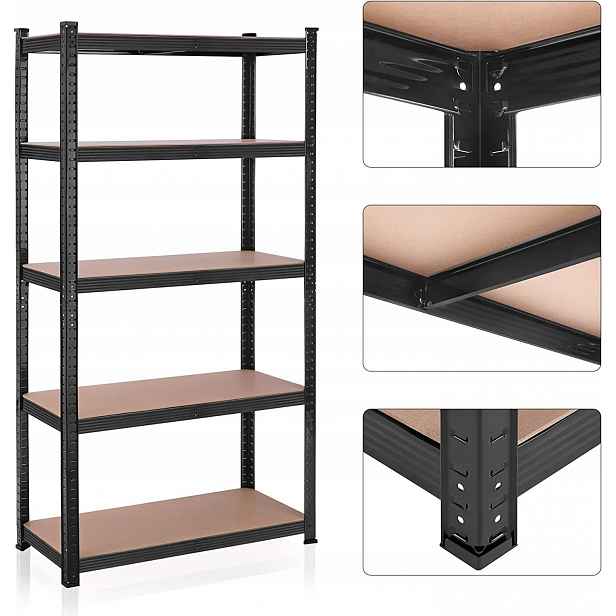 Úložný regál černý 200 cm Loft, pevný