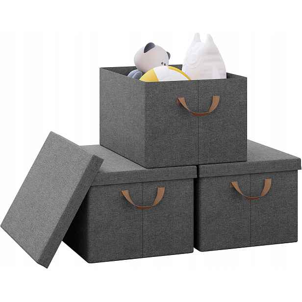 Woltu Boxy Na Skladování Košů Skládací Sada 3 Ks 43 X 33 X 26 CM