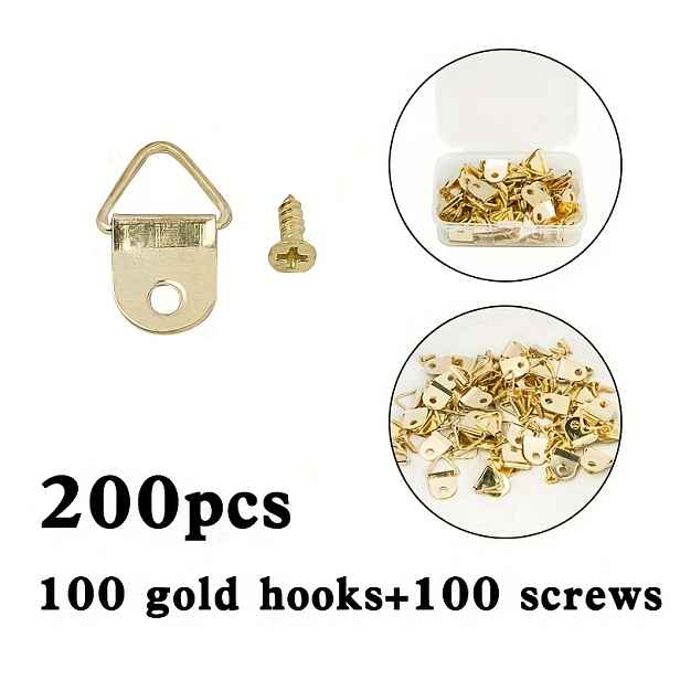 TEMU Balení 100/200 kusů (balení 100 kusů obsahuje 50 háčků + 50 šroubů, balení 200 kusů obsahuje 100 háčků + 100 šroubů) Trojúhelníkové kovové