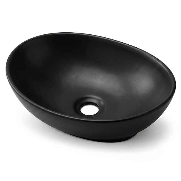 Ak furniture Keramické umyvadlo na desku OVALIS 41 cm matné černé