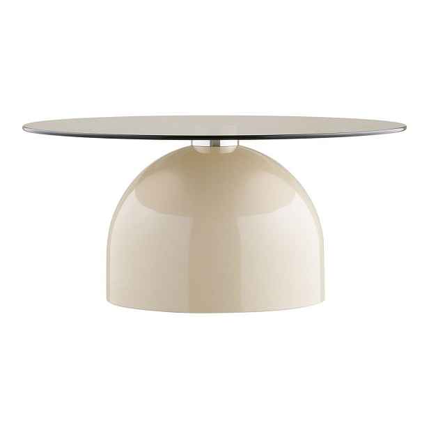Béžový kulatý konferenční stolek se skleněnou deskou ø 70 cm Ravello – House Nordic