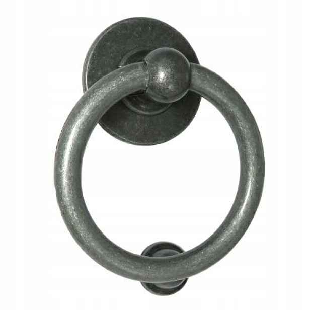 Dveřní kolík kulatý, těžký, stříbrný Bull Ring 165x110 mm Anglie