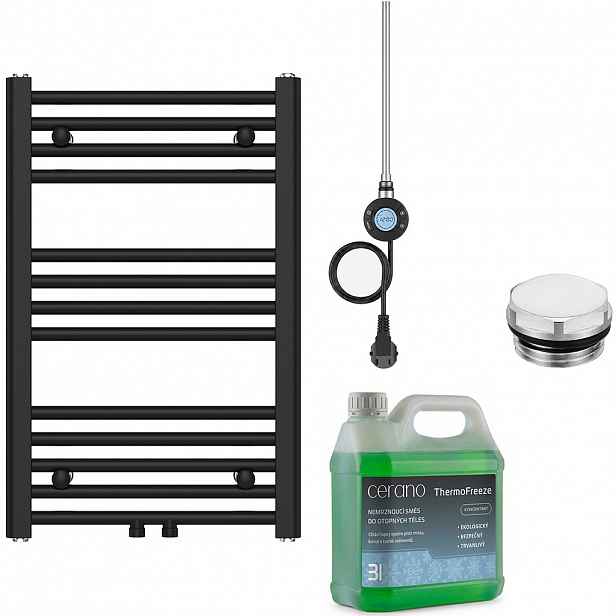 Koupelnový elektrický radiátorový set Benito - WIFI - 300W - černá matná - 700x450 mm