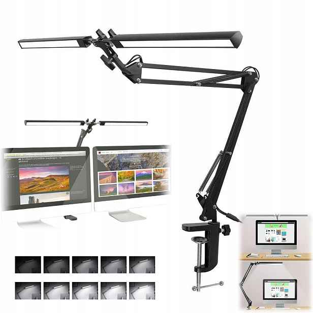 Kreslicí Lampa Led Stolní Lampa Dvojitá Výkonná 24W Regulace