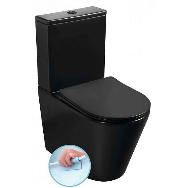 Sapho Paco - WC kombi, vario odpad, Rimless, černá PC1012WRB