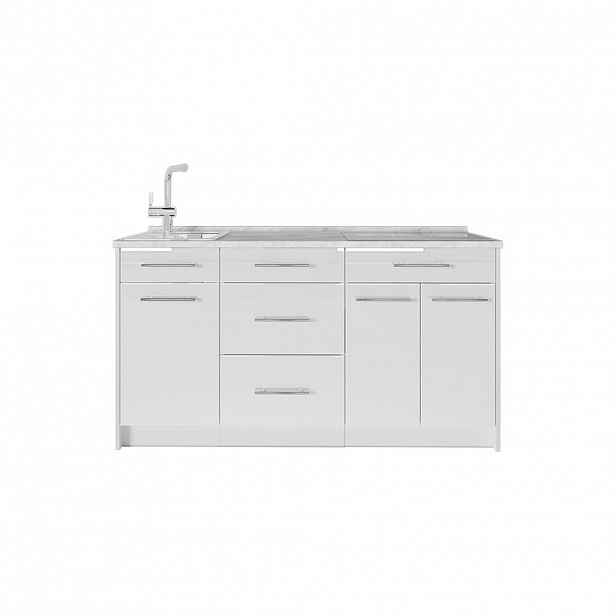 Vicco KUCHYŇSKÝ BLOK Fame-Line, Bílá vysoký lesk/Bílá, 150 cm, PD Mramor