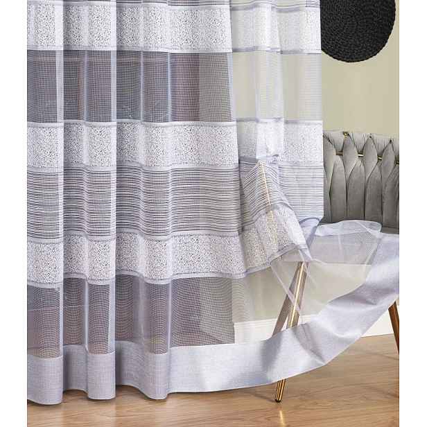 záclona Žakard do obývacího pokoje 500x180, hotová s páskou na míru, bílá stříbro