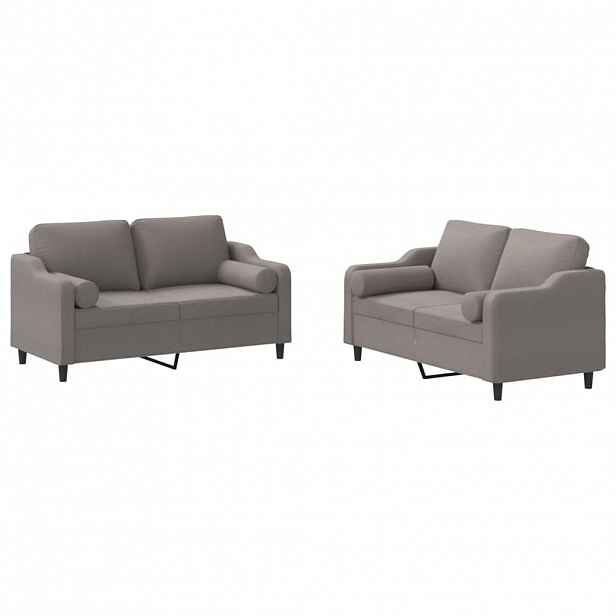vidaXL 2dílná sedací souprava s polštáři taupe textil